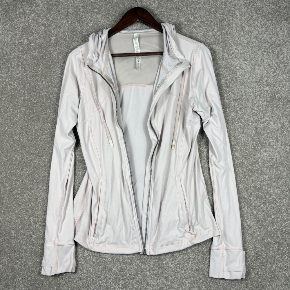 Lululemon Hooded Mesh Vent Jacket Pale Pink Size 12 Yoga Running Layer